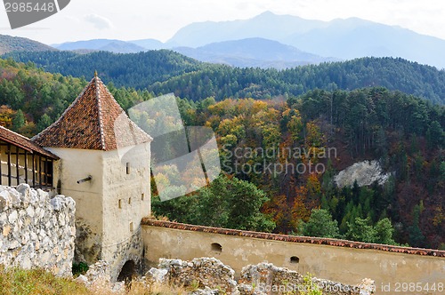 Image of Medieval fortress in Rasnov, Transylvania, Brasov, Romania