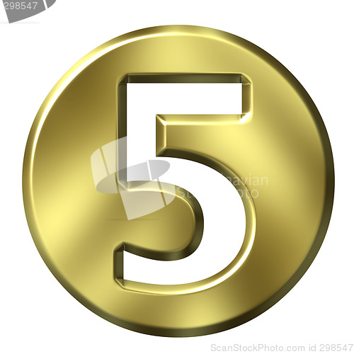 Image of 3D Golden Framed Number 5