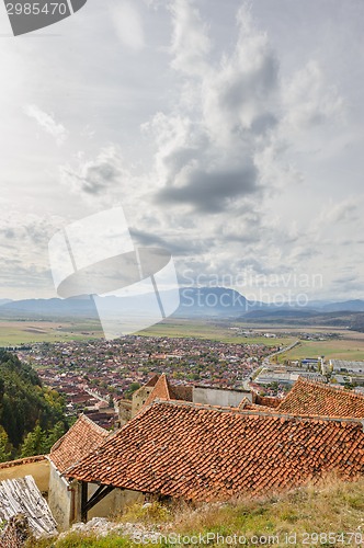 Image of View of Rasnov from fortress. Transylvania, Brasov, Romania