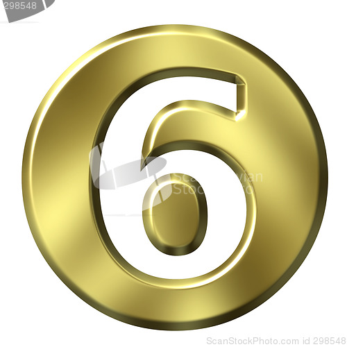 Image of 3D Golden Framed Number 6