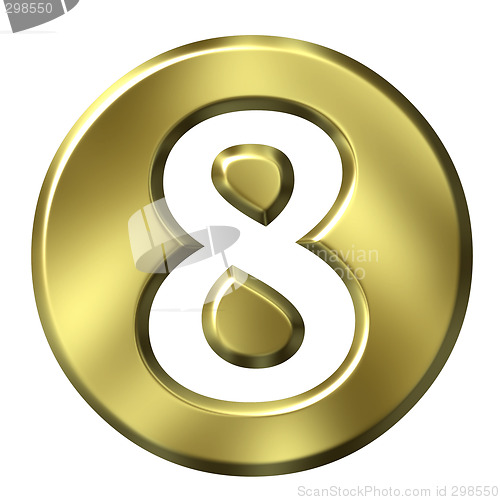 Image of 3D Golden Framed Number 8