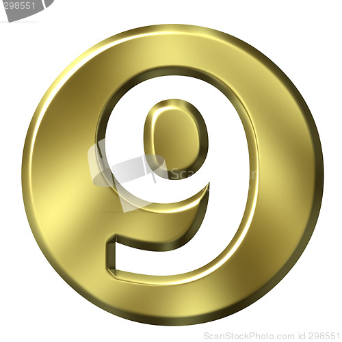 Image of 3D Golden Framed Number 9