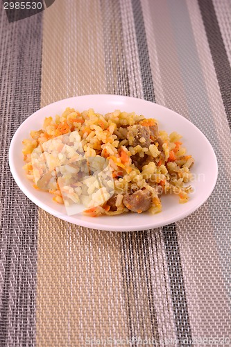 Image of Chinese Cuisine - Fried Rice with Vegetables and Meat