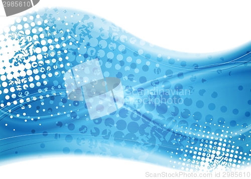 Image of Blue grunge waves vector background