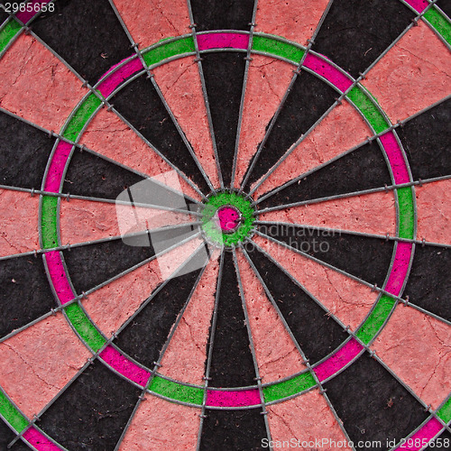 Image of Close-up of a very old unique dartboard