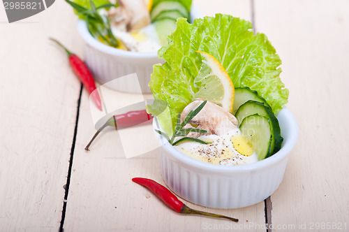 Image of fresh garlic cheese dip salad