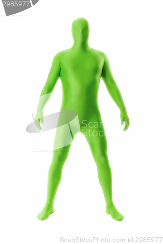 Image of man in a green body suit
