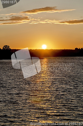 Image of Sunset over lake