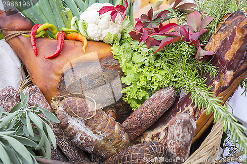 Image of Ham sausage and bacon