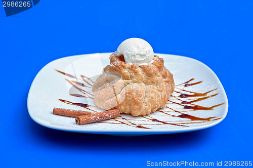 Image of apple strudel with ice cream