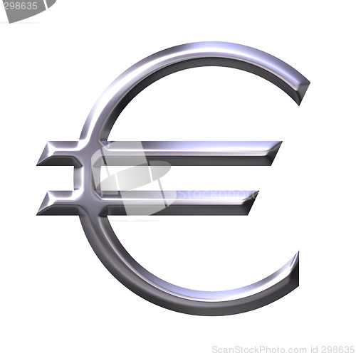 Image of 3D Silver Euro Currency Symbol