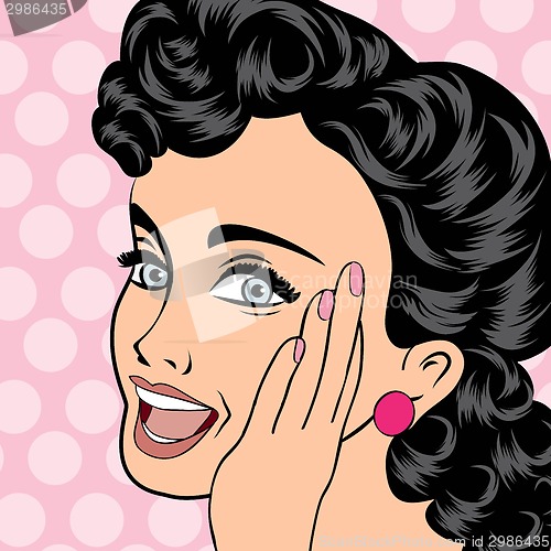 Image of pop art cute retro woman in comics style