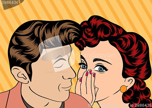 Image of Man and woman love couple in pop art comic style