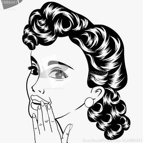 Image of pop art cute retro woman in comics style