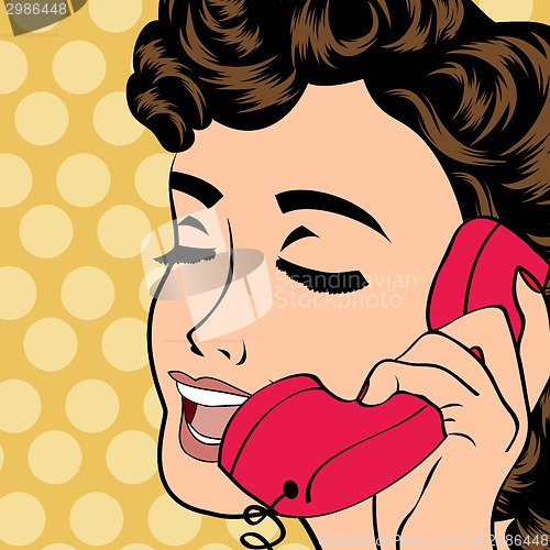 Image of pop art cute retro woman in comics style