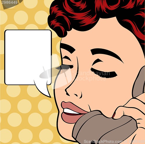 Image of pop art cute retro woman in comics style