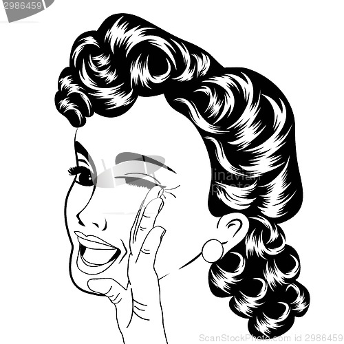 Image of pop art cute retro woman in comics style