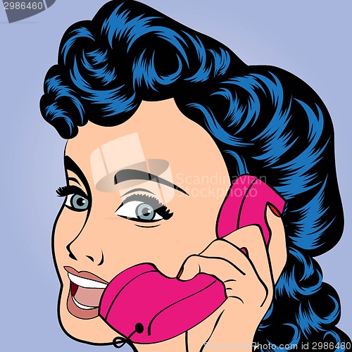 Image of pop art cute retro woman in comics style