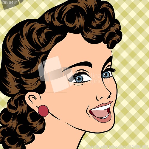 Image of pop art cute retro woman in comics style