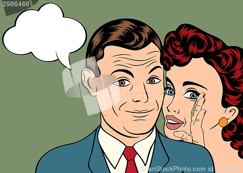 Image of Man and woman love couple in pop art comic style