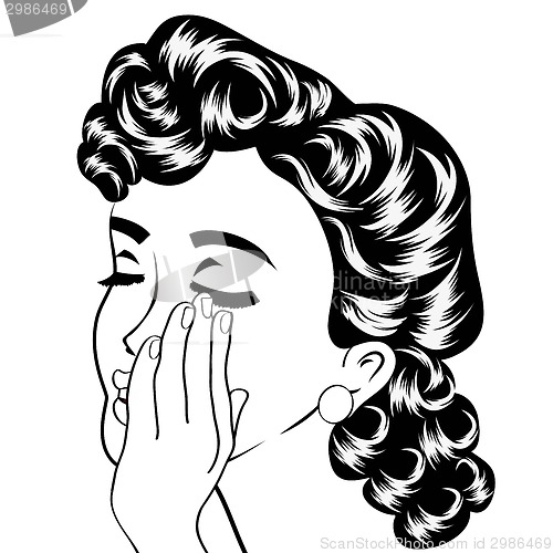 Image of pop art cute retro woman in comics style