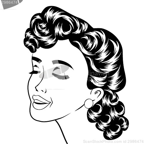 Image of pop art cute retro woman in comics style