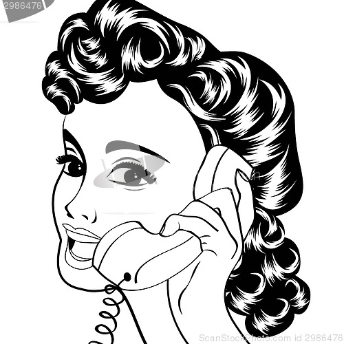 Image of pop art cute retro woman in comics style