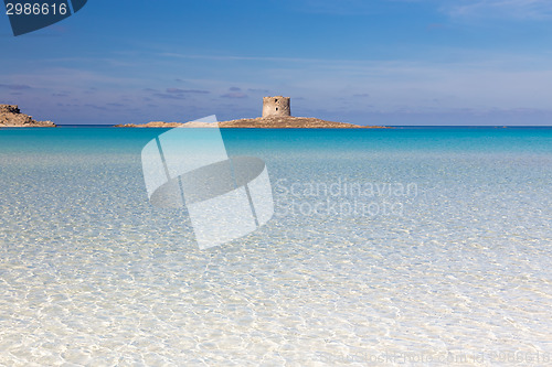 Image of Pelosa beach, Sardinia, Italy.