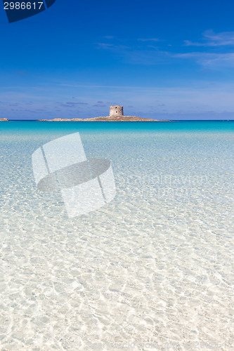 Image of Pelosa beach, Sardinia, Italy.