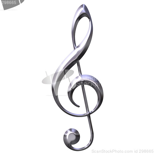 Image of 3D Silver Treble Clef