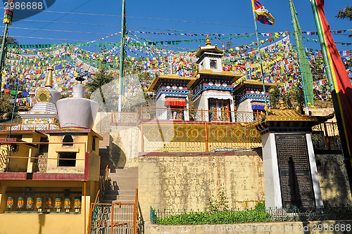 Image of Buddhist prayer flags in  Dharamshala, India