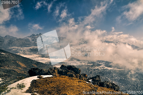 Image of mountains and clouds in Arunachal Pradesh, India