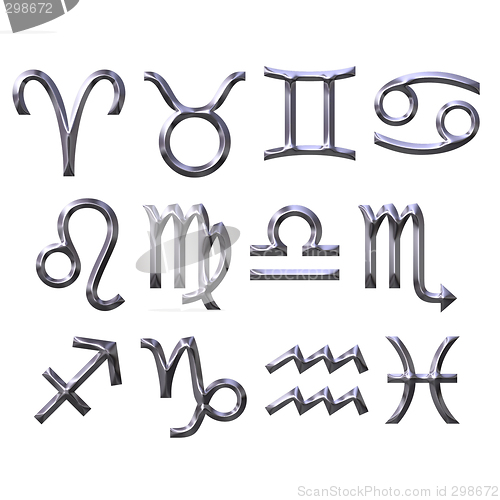 Image of 3D Silver Zodiac Signs