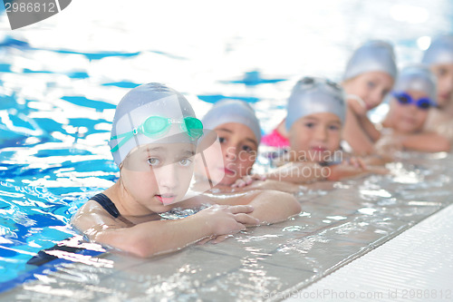 Image of children group  at swimming pool
