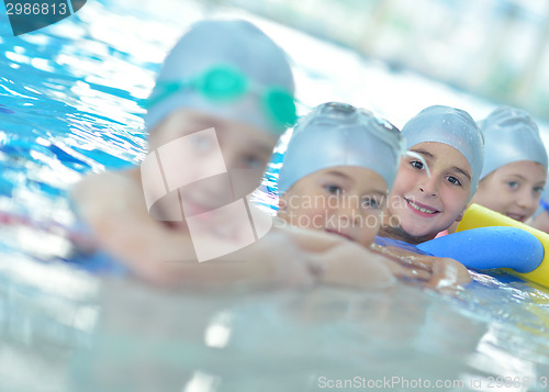 Image of children group  at swimming pool