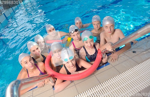 Image of children group  at swimming pool