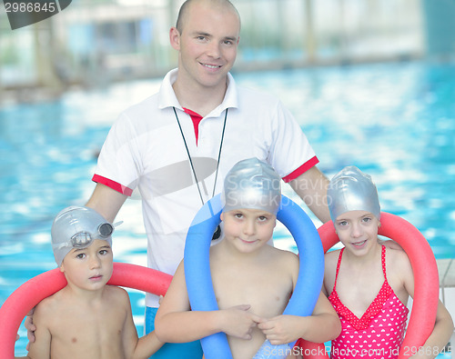 Image of children group  at swimming pool