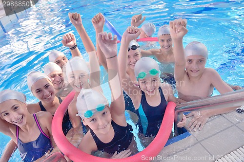 Image of children group  at swimming pool