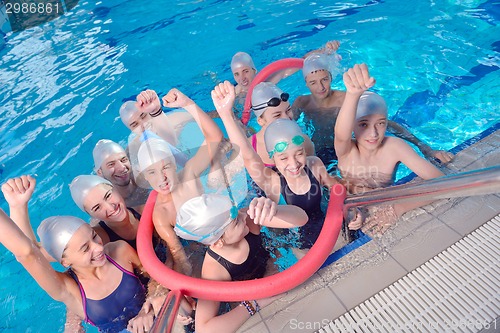 Image of children group  at swimming pool