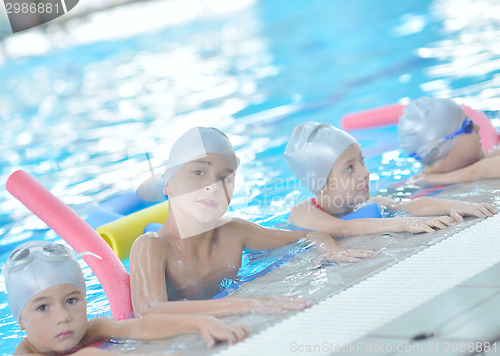 Image of children group  at swimming pool