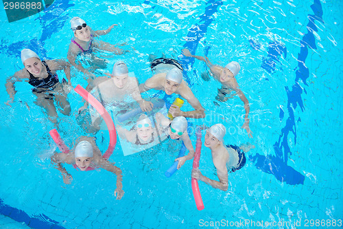Image of children group  at swimming pool