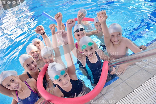 Image of children group  at swimming pool