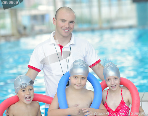 Image of children group  at swimming pool