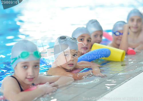 Image of children group  at swimming pool
