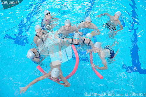 Image of children group  at swimming pool