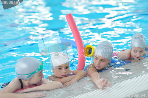 Image of children group  at swimming pool