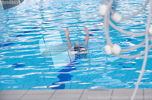 Image of help and rescue on swimming pool