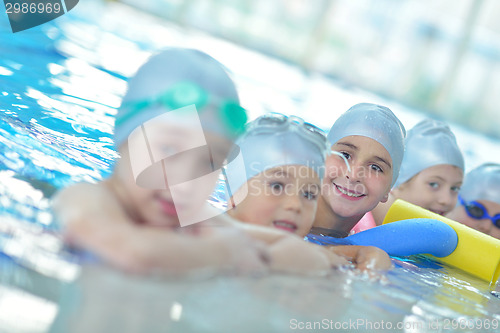 Image of children group  at swimming pool