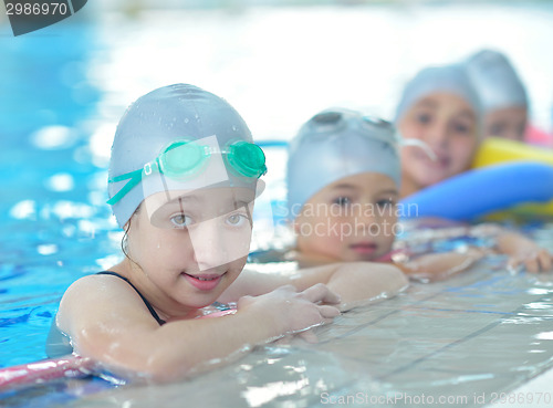 Image of children group  at swimming pool