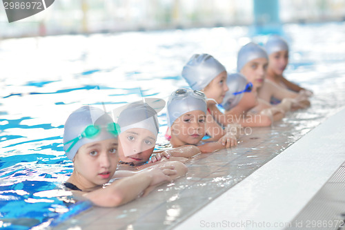 Image of children group  at swimming pool